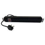 PDU 4 Way Horizontal Switched 13A UK Plug 13A UK Socket Black (L)490mm Cord 3Mtr